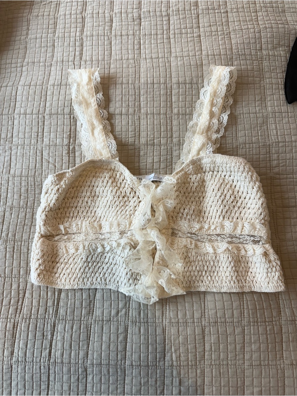 Zara Cream Crochet Lace-Trim Camisole